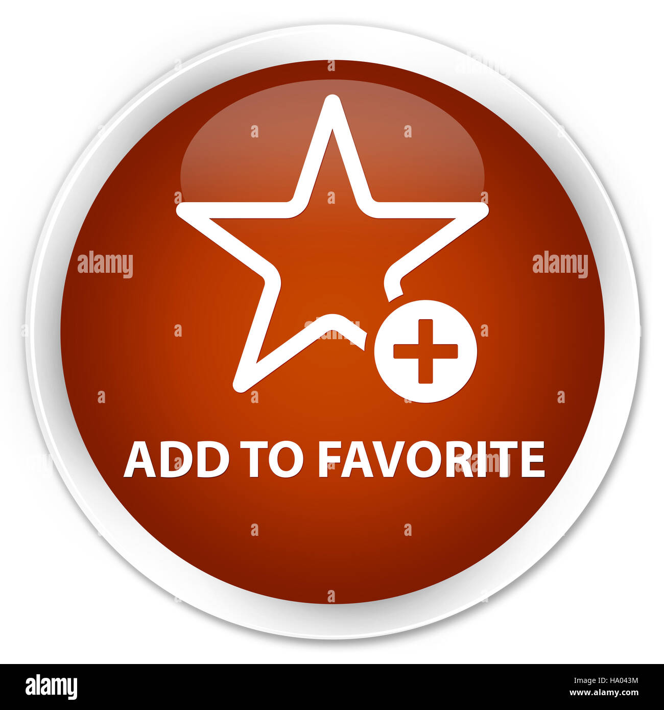 Fügen Sie zu Favoriten auf Premium-braunen runden Knopf abstrakte Abbildung isoliert hinzu Stockfoto