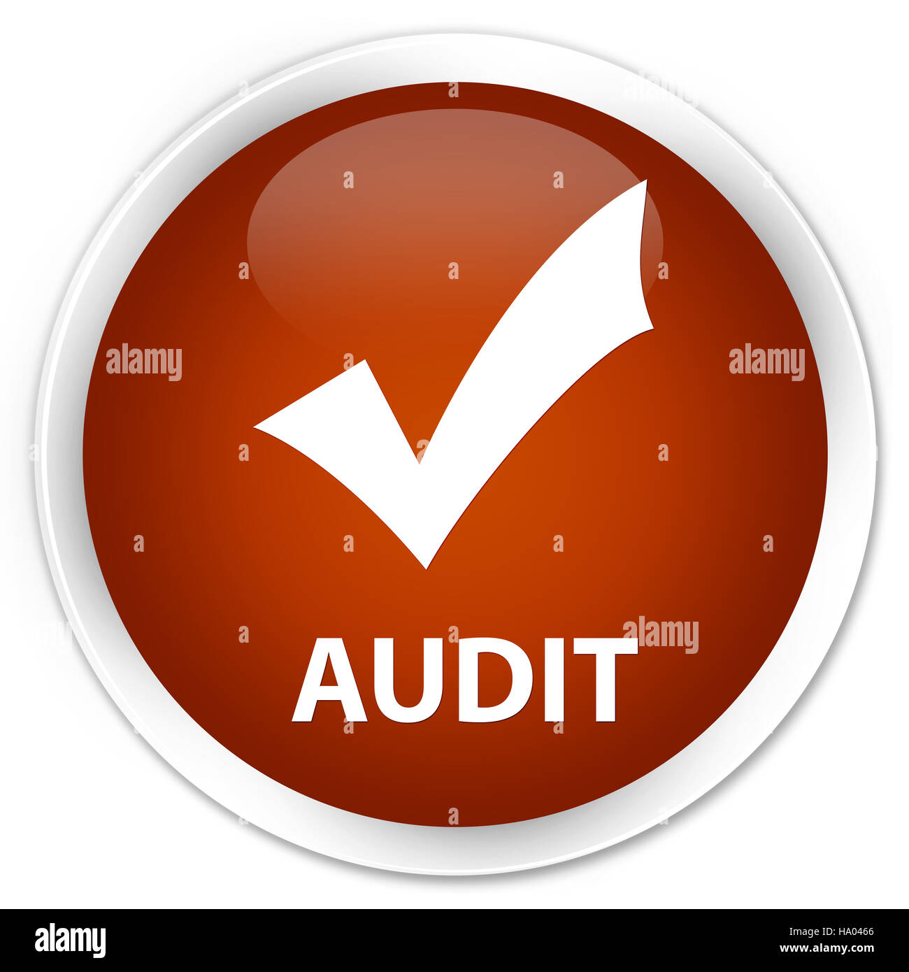 Audit (Überprüfung Symbol) isoliert auf Premium braun Runde Taste abstrakte Abbildung Stockfoto