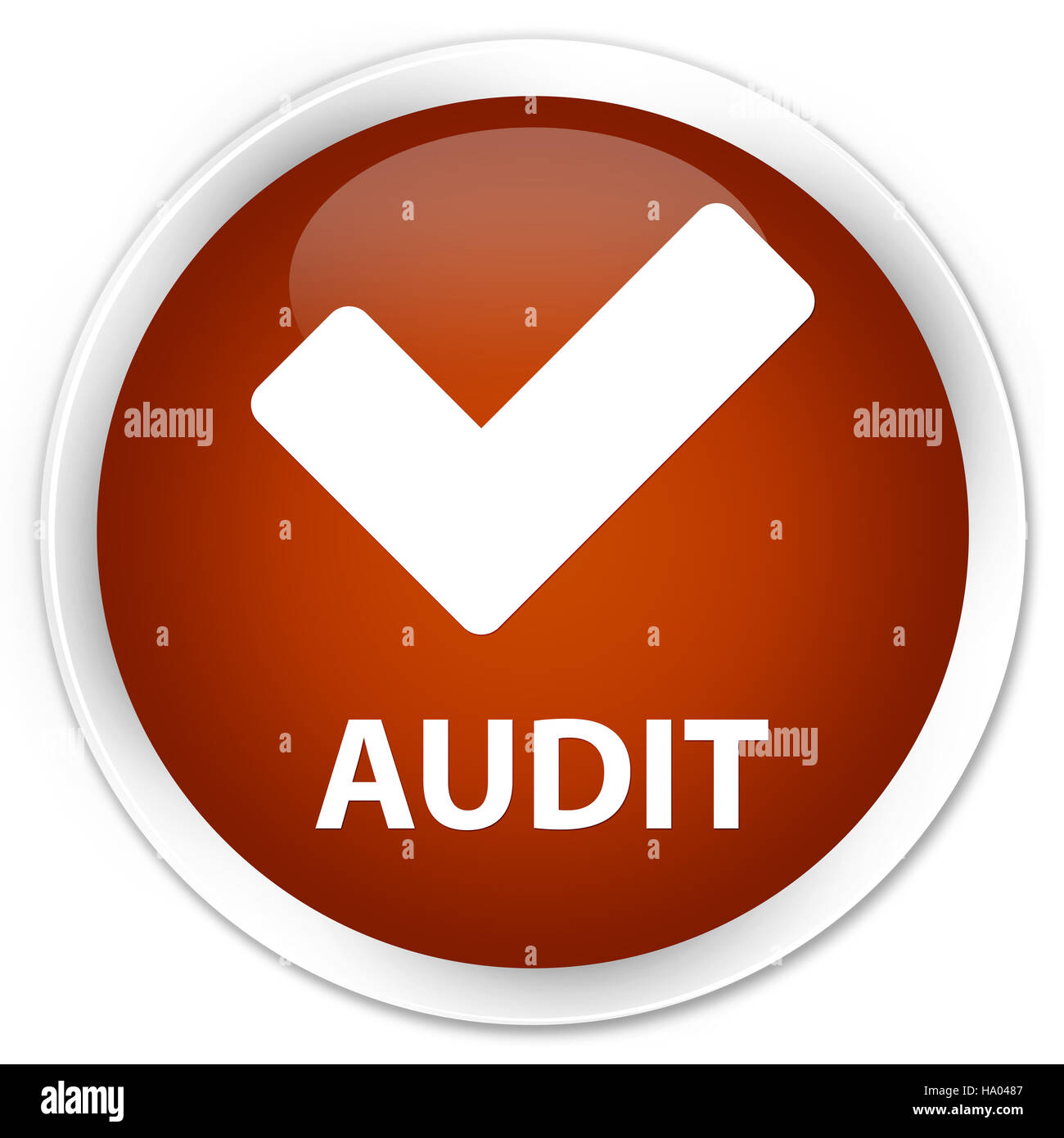 Audit (Überprüfung Symbol) isoliert auf Premium braun Runde Taste abstrakte Abbildung Stockfoto