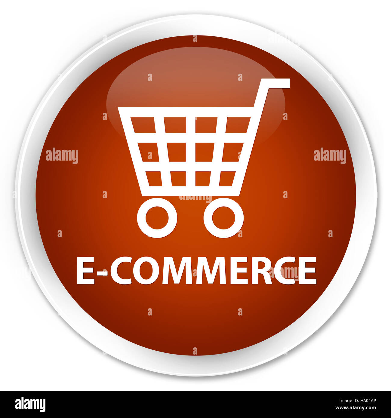 E-Commerce auf Premium-braunen runden Knopf abstrakte Abbildung isoliert Stockfoto