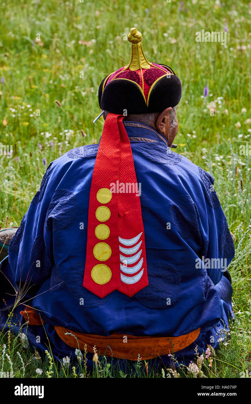 Mongolei, Bayankhongor Provinz, Naadam, traditionelle Festivals, Ringer Stockfoto