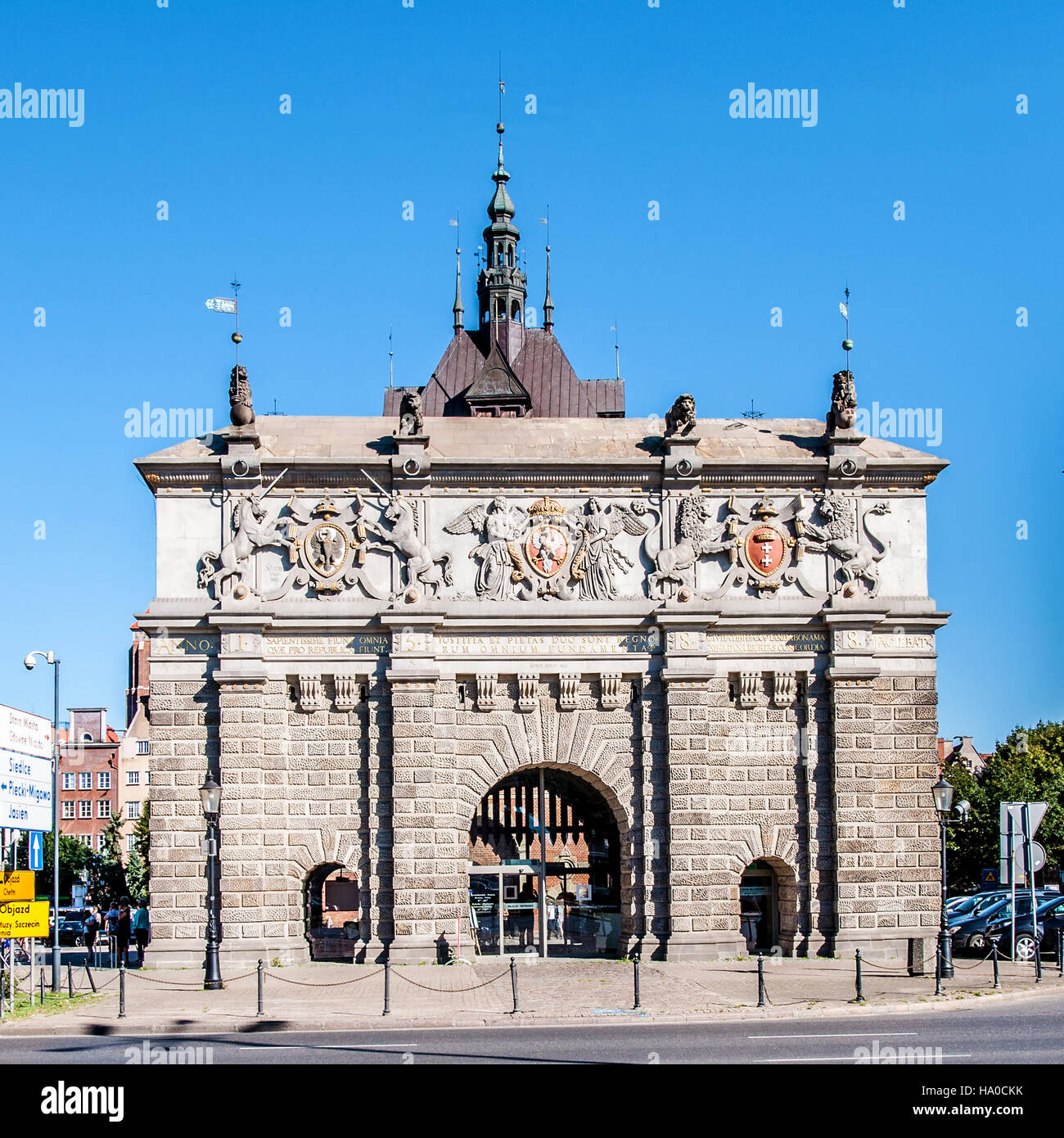 Das Renaissance-Tor, genannt Brama Wyzynna (Upland oder hohes Tor) in der Altstadt von Danzig, Polen Stockfoto