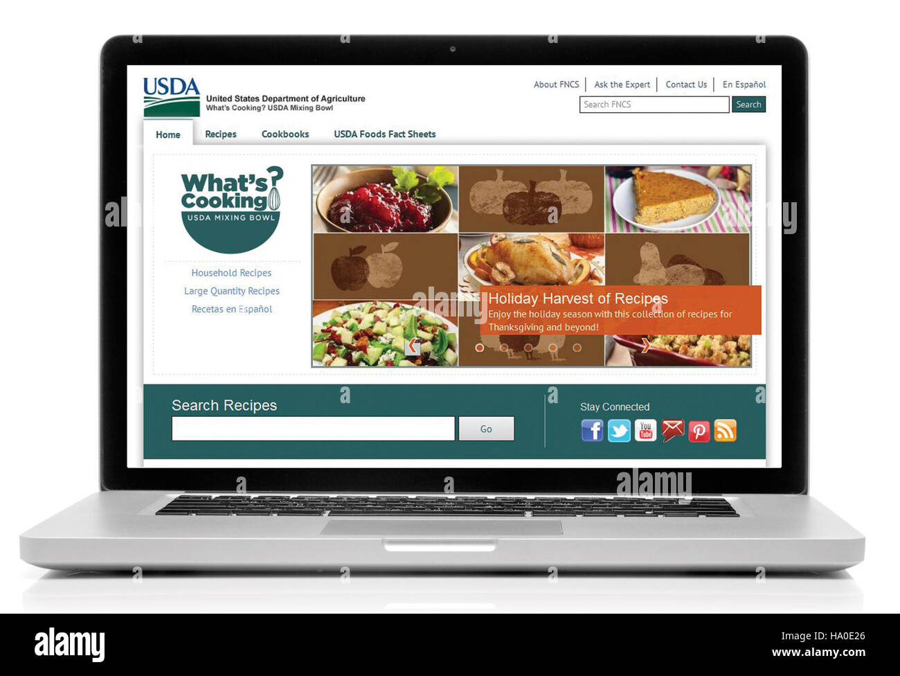 Das CNPP (Center for Nutrition Policy and Promotion) und FNS (Food and Nutrition Service) des USDA konzentrieren sich auf Ernährungserziehung und gesunde Ernährung, insbesondere während der Weihnachtszeit, und fördern Wellness durch zugängliche Ressourcen und Informationen. Stockfoto