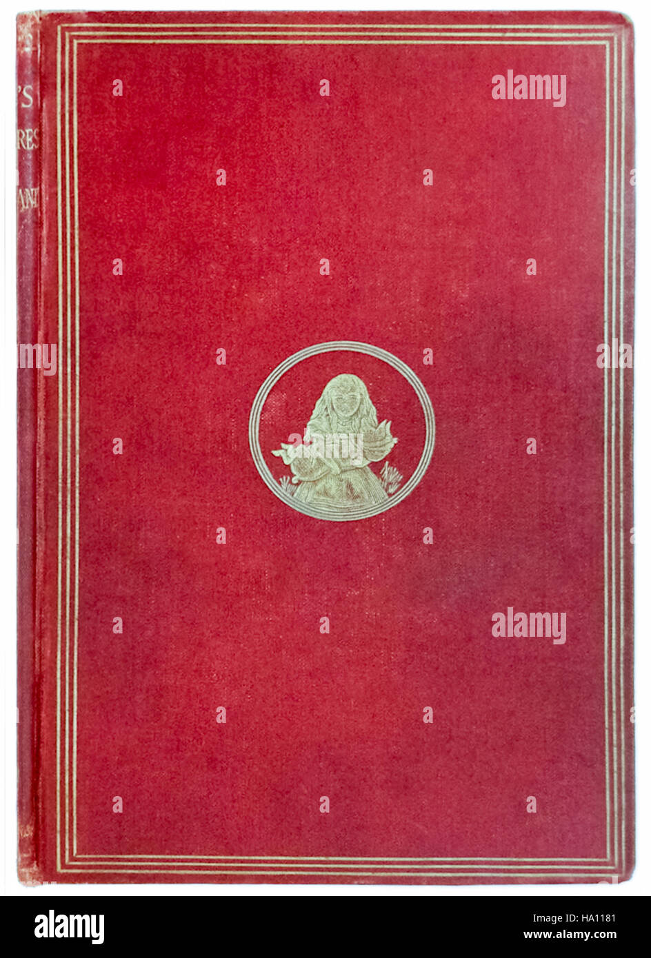 Vordere Abdeckung eine seltene 1865 Erstausgabe von "Alices Abenteuer im Wunderland" von Lewis Carroll (1832-1898). Stockfoto