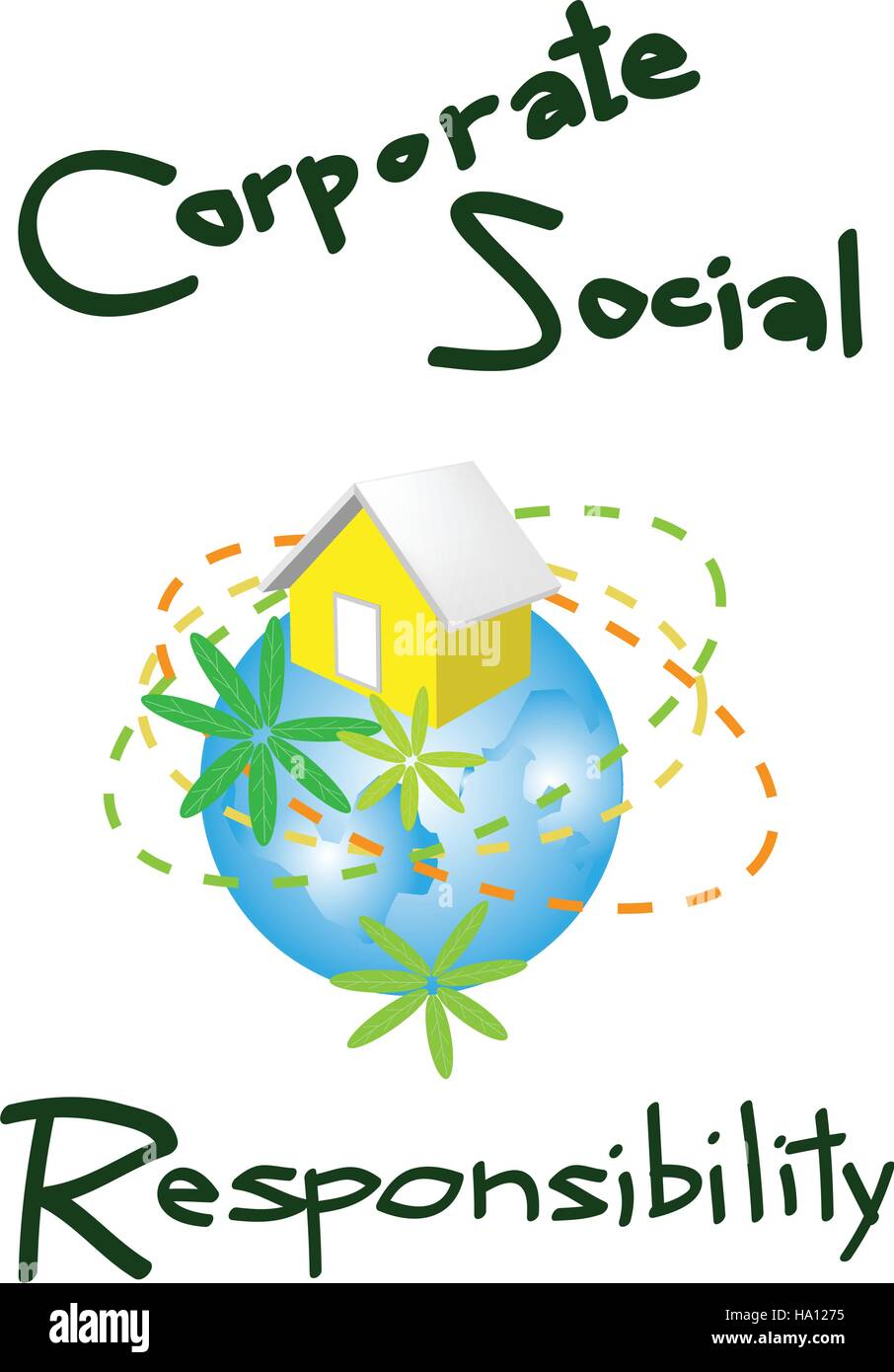 Geschäftskonzepte, World-Umgebung mit CSR Abkürzung oder Corporate Social Responsibility erreichen Notizen. Stock Vektor
