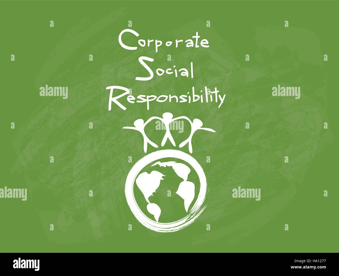 Geschäftskonzepte, World-Umgebung mit CSR Abkürzung oder Corporate Social Responsibility erreichen Notizen. Stock Vektor