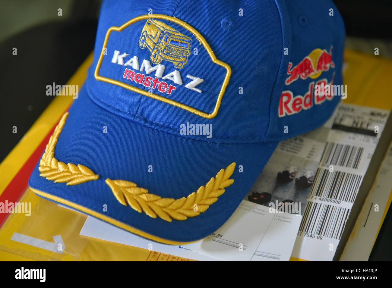 Buenos Aires, Argentinien. 30. Dezember 2015. KAMAZ Master Team-Cap. Stockfoto