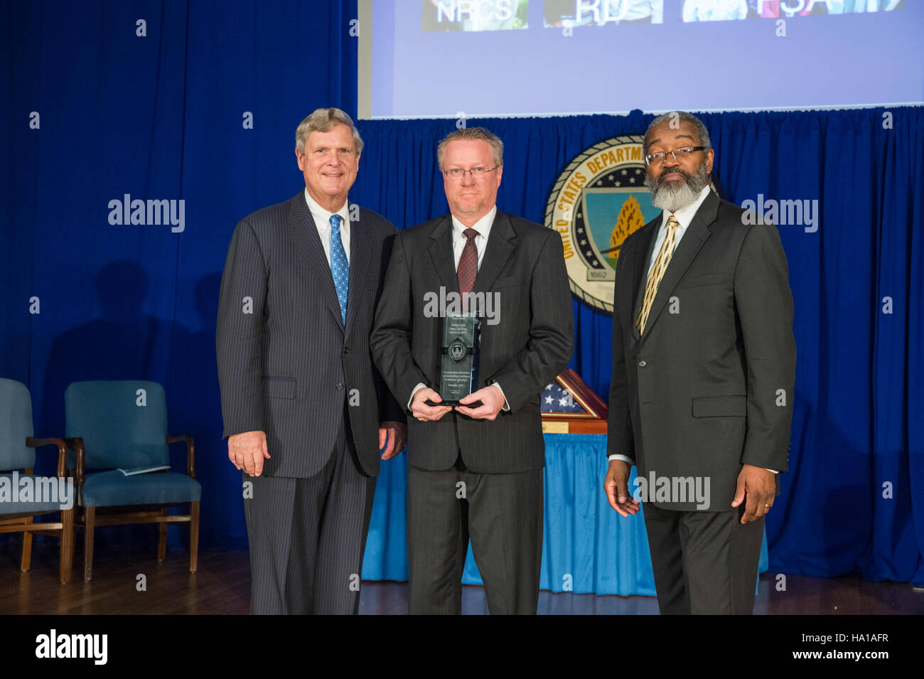 Die Abraham Lincoln Honor Awards 2015, die vom Büro des US-Verteidigungsministeriums abgehalten wurde, würdigte Erfolge in den Bereichen Agrarführung, Innovation und öffentlicher Dienst. Stockfoto