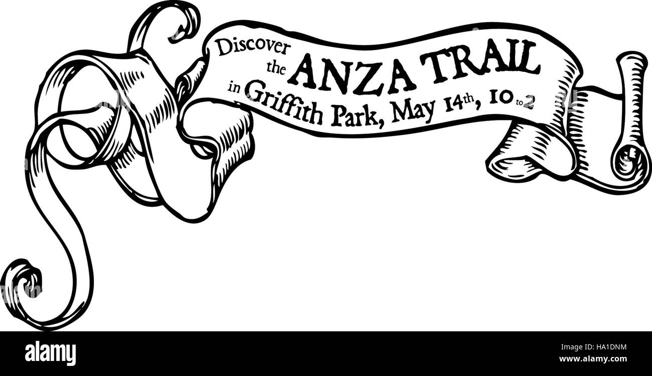Promo-Artikel vom Anza Trail 2016 im Griffith Park heben die Bedeutung dieses National Historic Trail hervor, der an die historische Route der Anza Expedition im 18. Jahrhundert erinnert. Die Veranstaltung feierte ihre kulturelle und historische Wirkung in den Vereinigten Staaten. Stockfoto