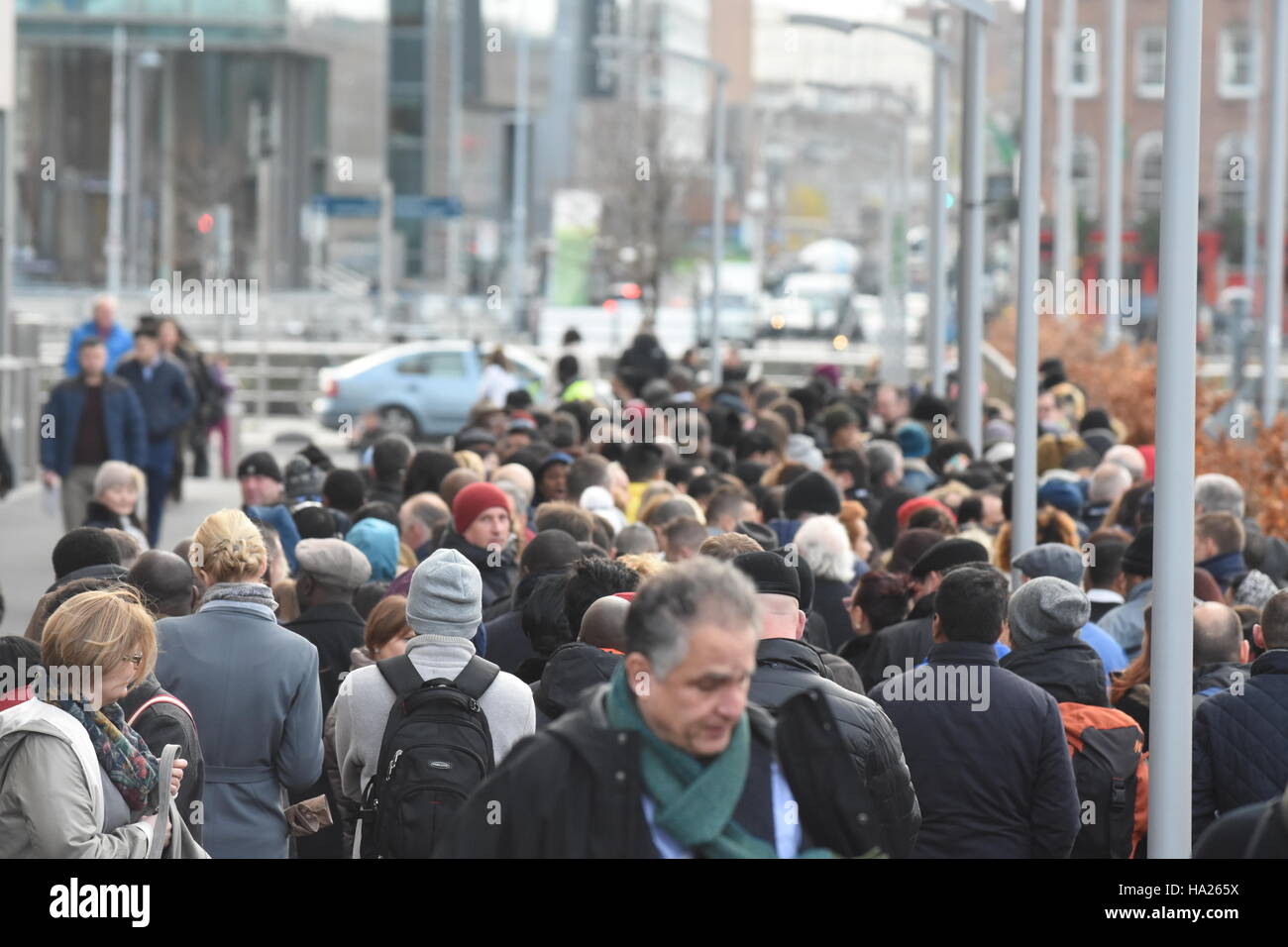 Dublin, Irland. 25. November 2016. Mehr als 2.000 Menschen versammelten sich im Convention Centre in Dublin, neueste Staatsbürger zu werden. Da die Staatsbürgerschaft Zeremonien vor fünf Jahren begann, haben 95.000 Menschen aus 170 Ländern ihren Weg zu dem Gebäude auf den Kais, den Eid der Treue zu Irland gemacht. © John Rooney/Pacific Press/Alamy Live-Nachrichten Stockfoto