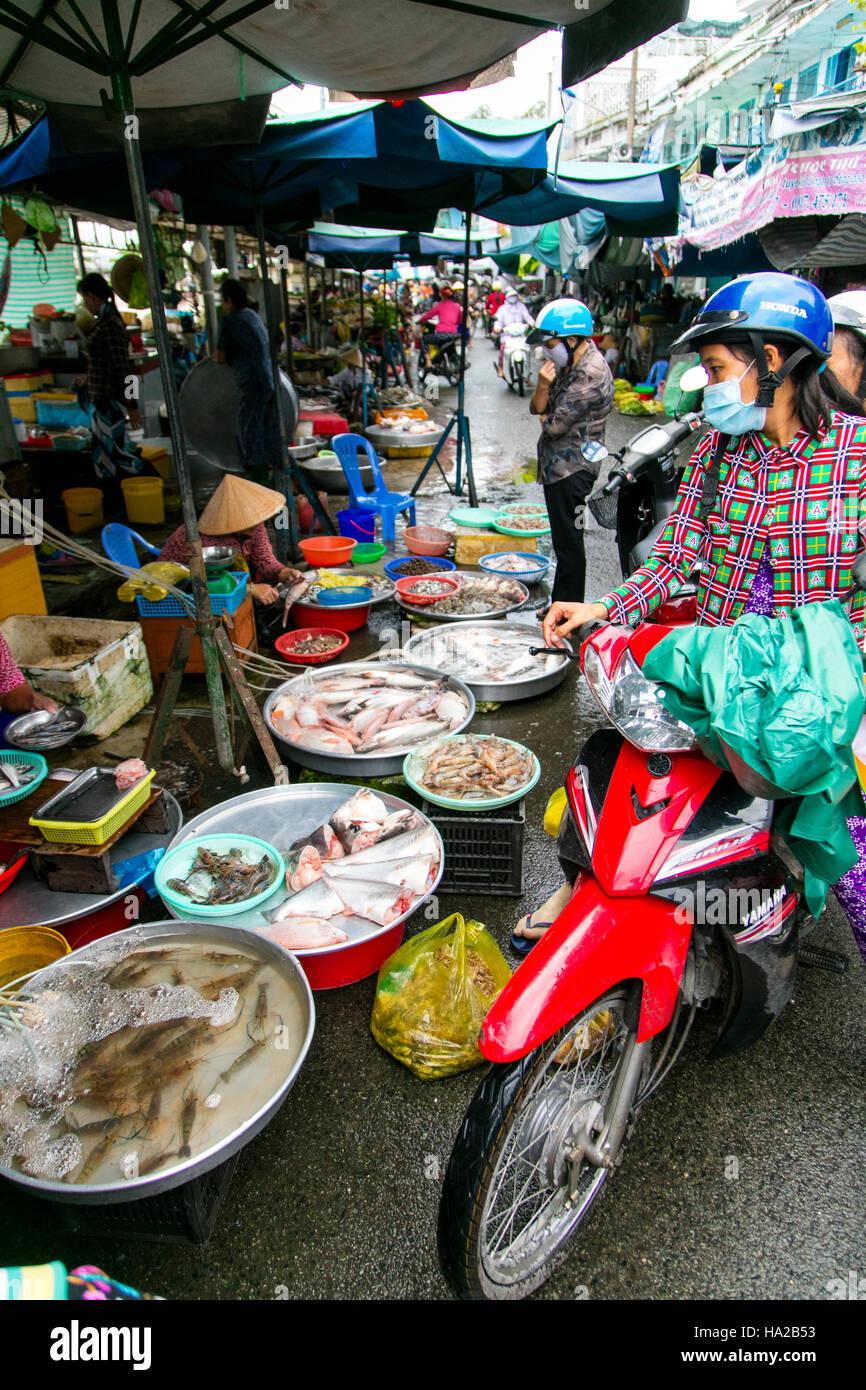 Markt, Sa Dec, Mekong-Fluss, Vietnam, Asien Stockfoto
