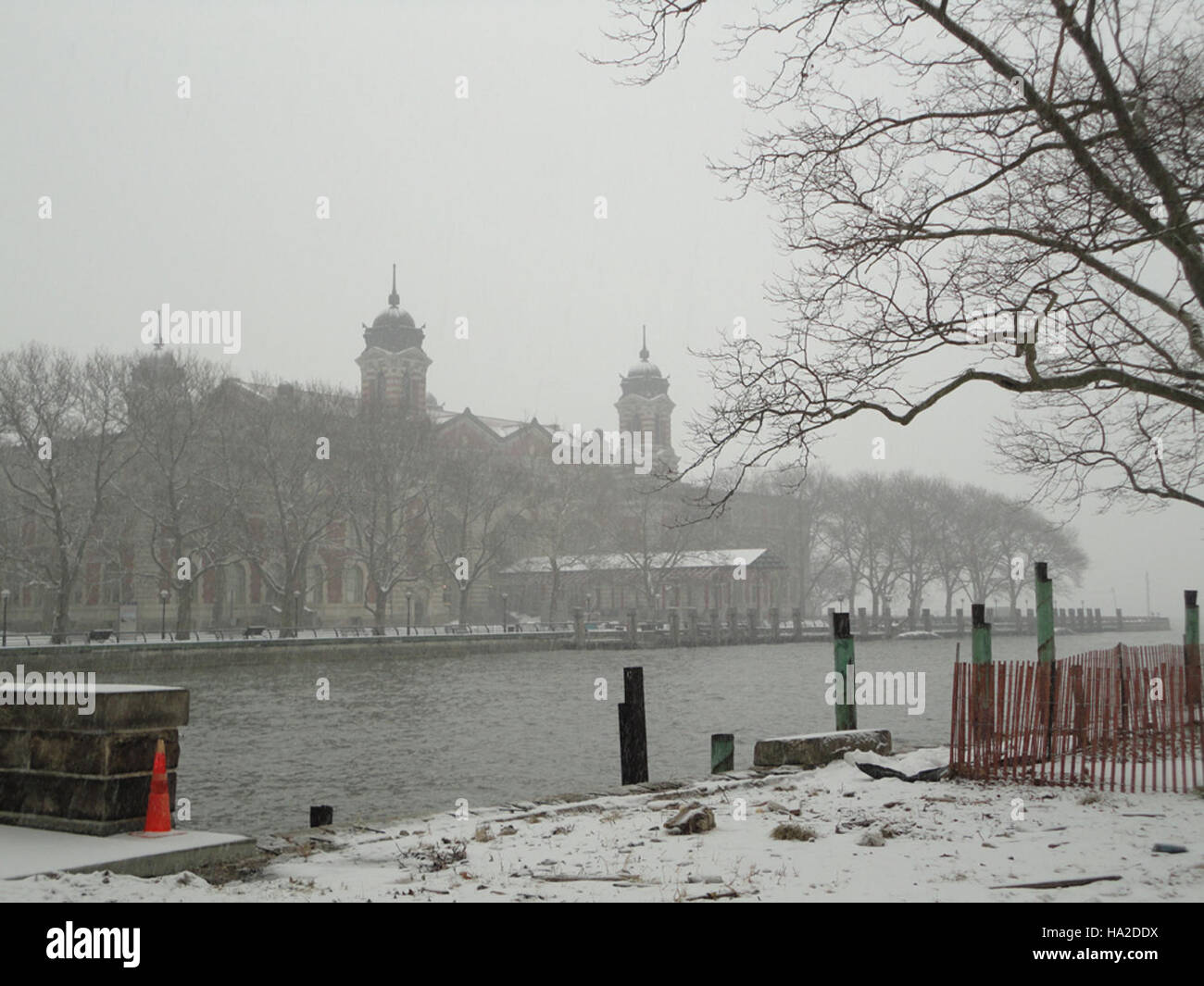 Ellis Island im winter Stockfoto