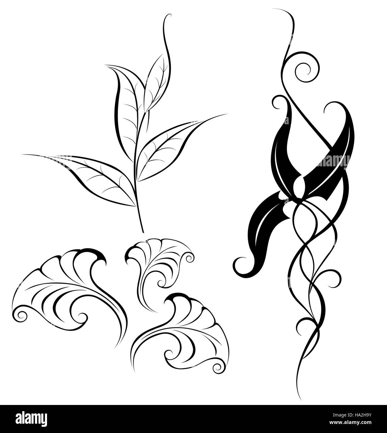 Sammlung, stilisierte Blätter Stock Vektor