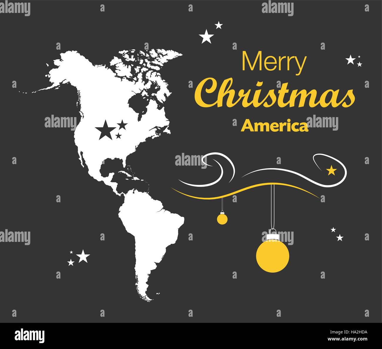 Frohe Weihnachten Abbildung Thema mit Karte von Amerika Stock Vektor