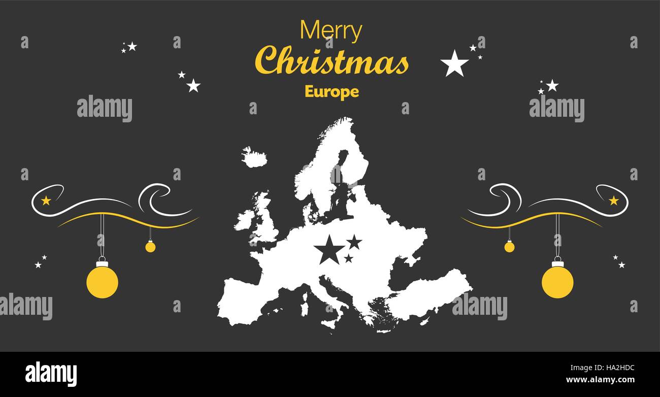Frohe Weihnachten Abbildung Thema mit Europakarte Stock Vektor