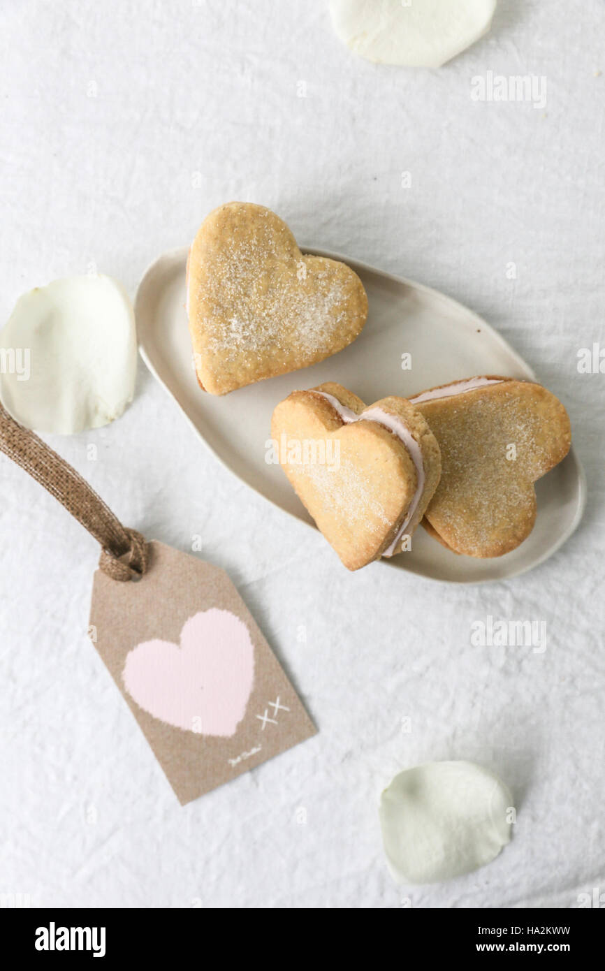 Herz-geformte Shortbread Keks-Geschenk Stockfoto