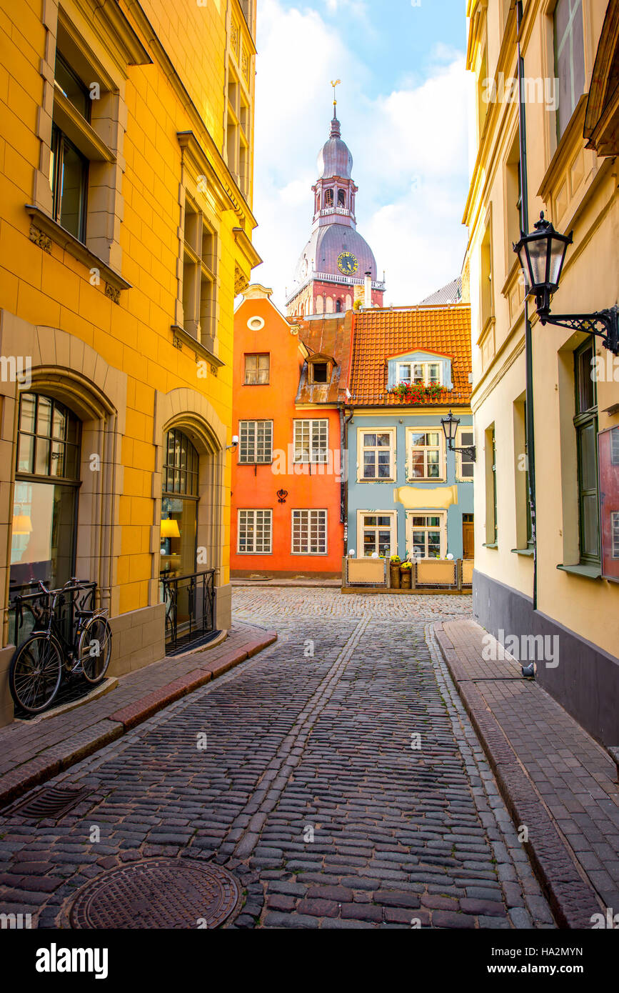 Blick auf die Straße in Riga Stockfoto