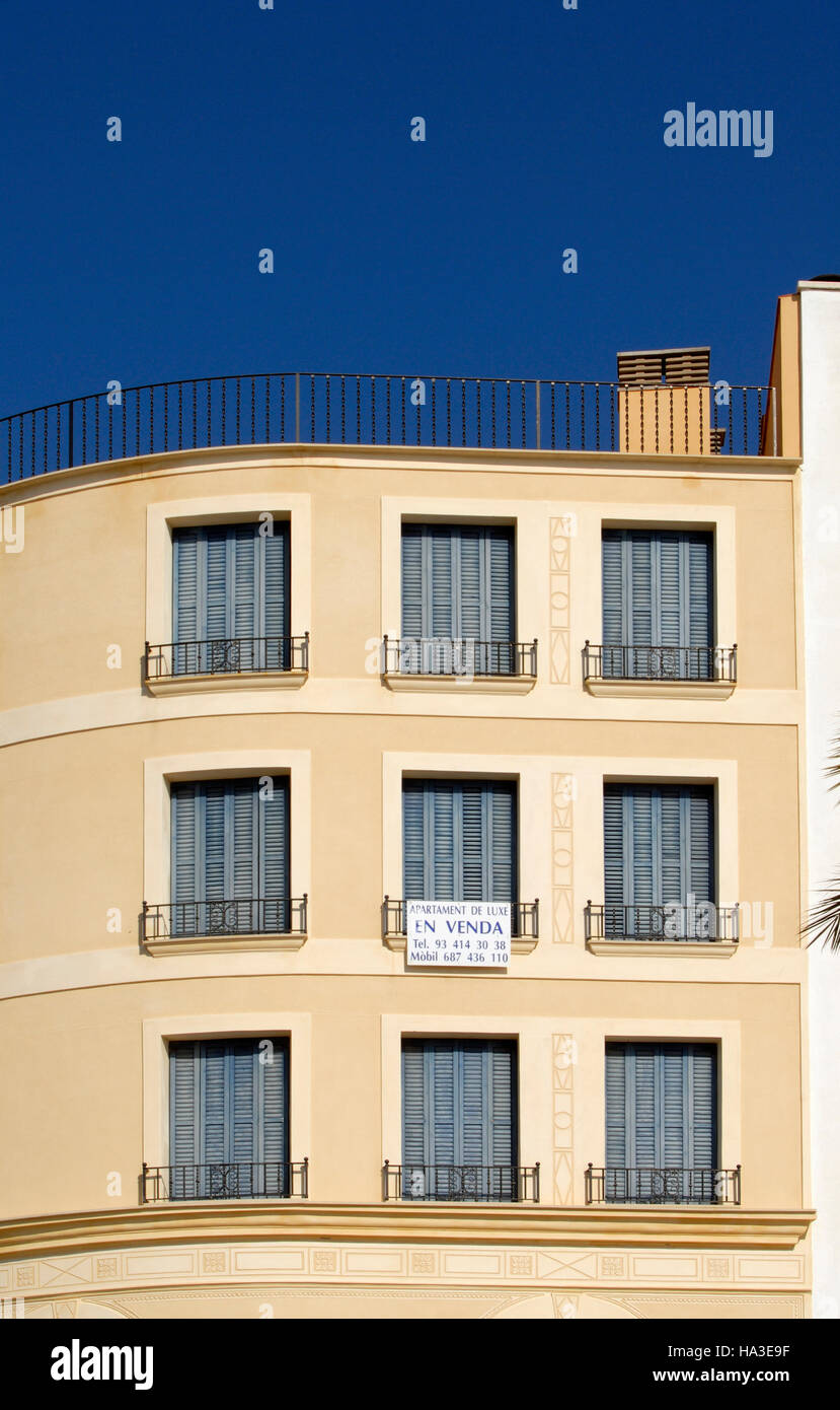 Immobilien zum Verkauf in Sant Pol de Mar, Costa Brava, Katalonien, Spanien, Europa Stockfoto