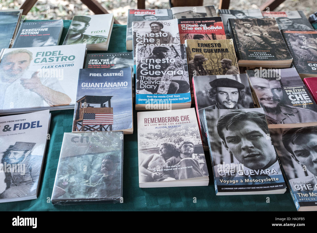 Bücher über Fide Castro und Che Guevara Stockfoto