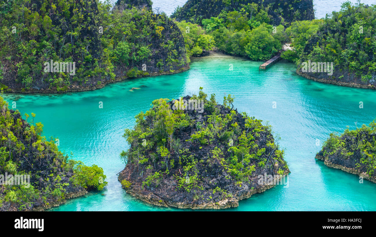 Painemo Insel, blaue Lagune, Raja Ampat, West-Papua, Indonesien Stockfoto