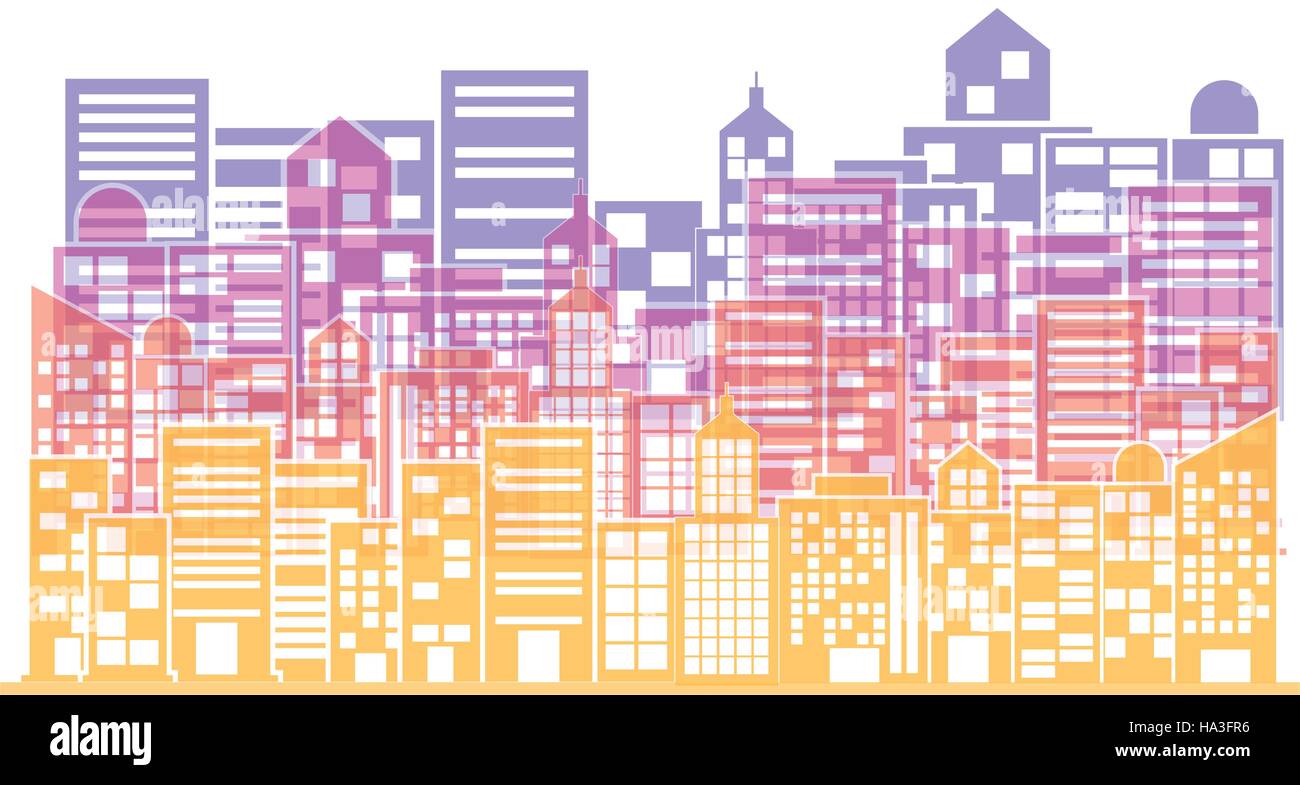 Multicolor Gebäude und Stadtbild Illustration Vektor-illustration Stock Vektor