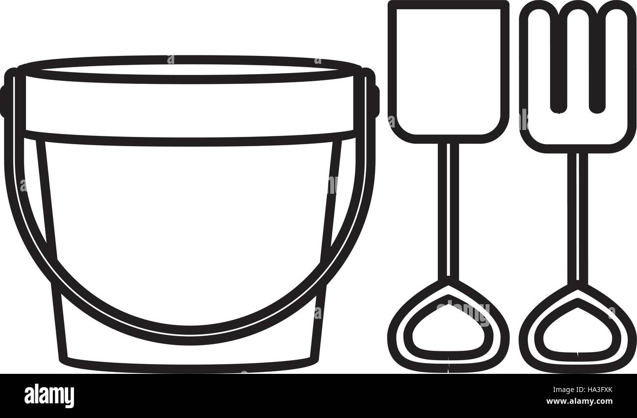 Cartoon Bucket And Spade Stockfotos &amp; Cartoon Bucket And