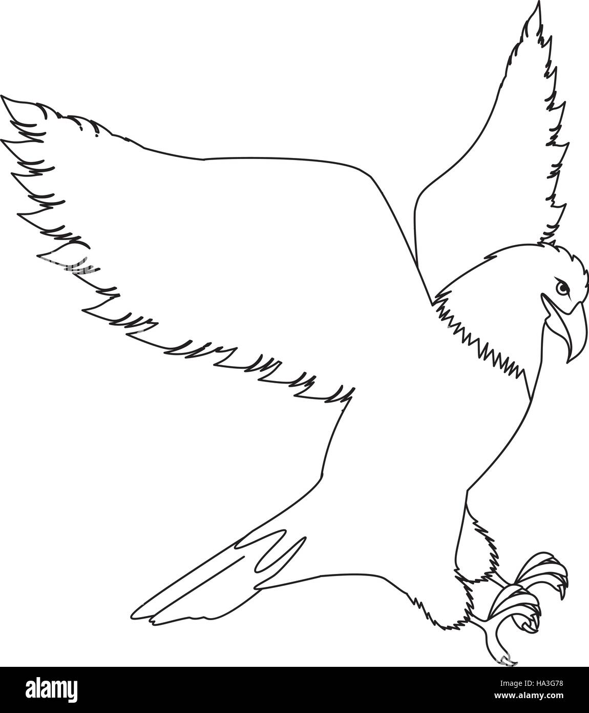 Kontur Adler bei der Jagd Position Vektor-illustration Stock Vektor