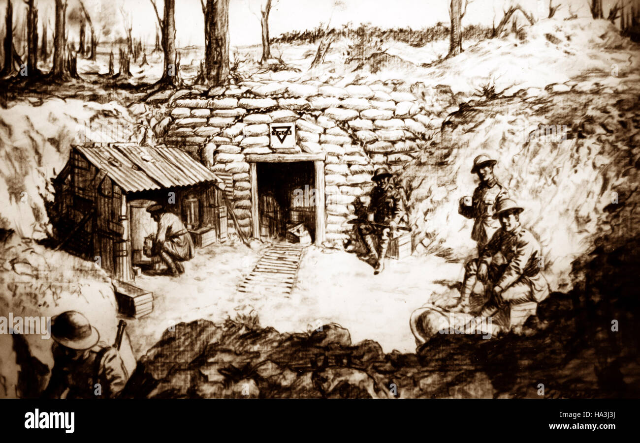 YMCA Einbaum Hütte während WW1 Stockfoto