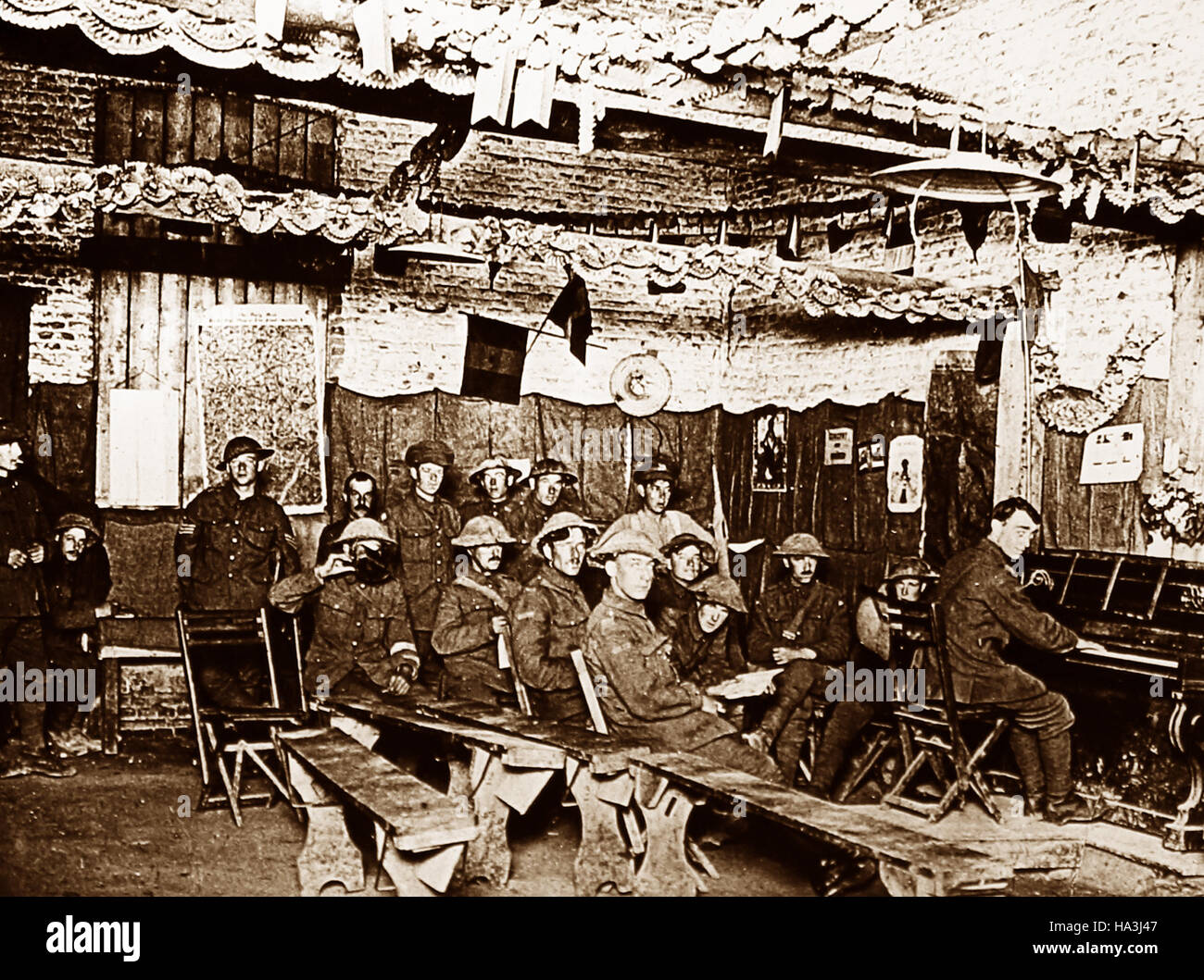 YMCA-Hütte in einem Einbaum in Ypern während WW1 Stockfoto