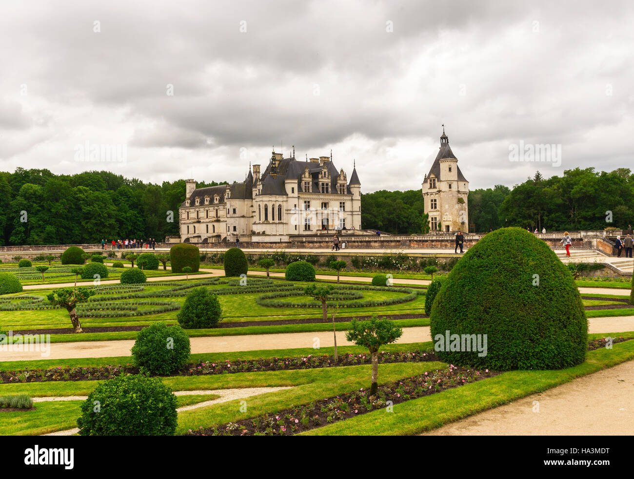 Blick auf Schloss Chenonceau Stockfoto