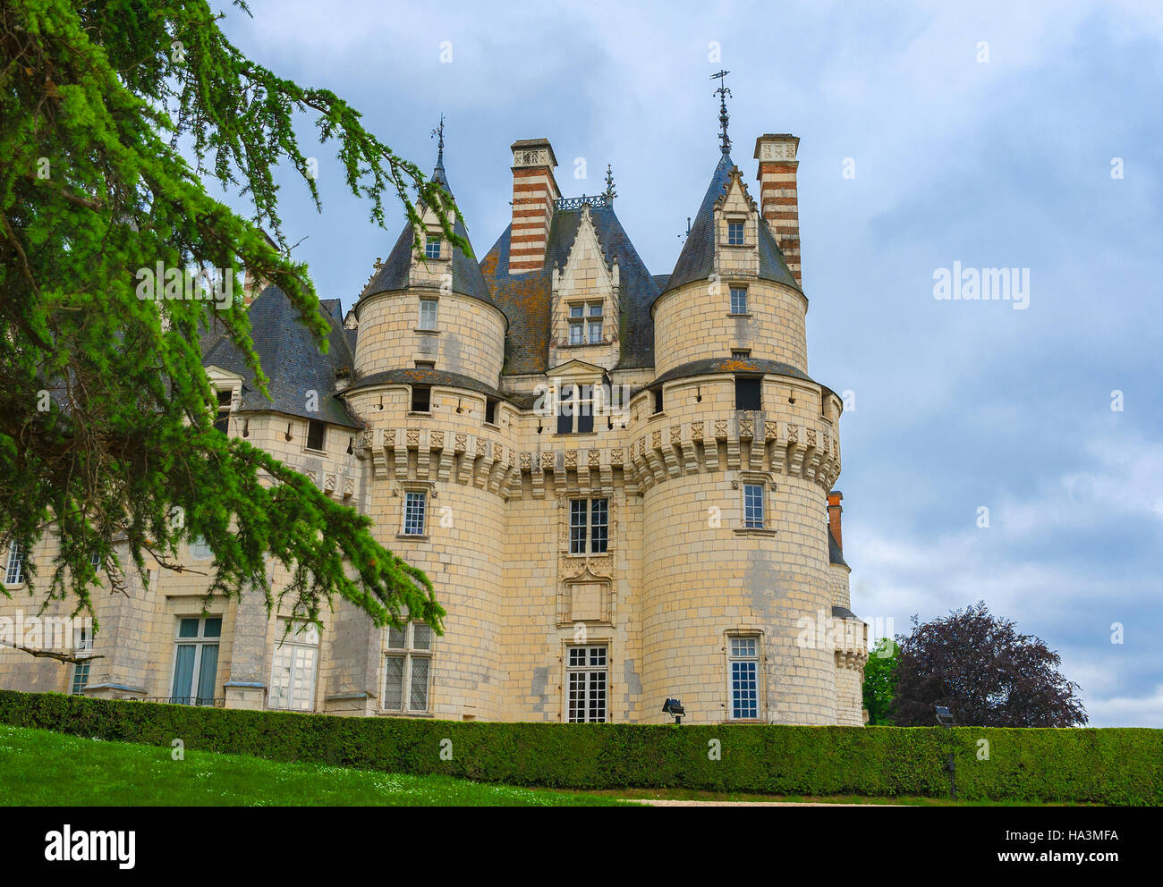 Blick auf den Park auf Usse Burg Stockfoto