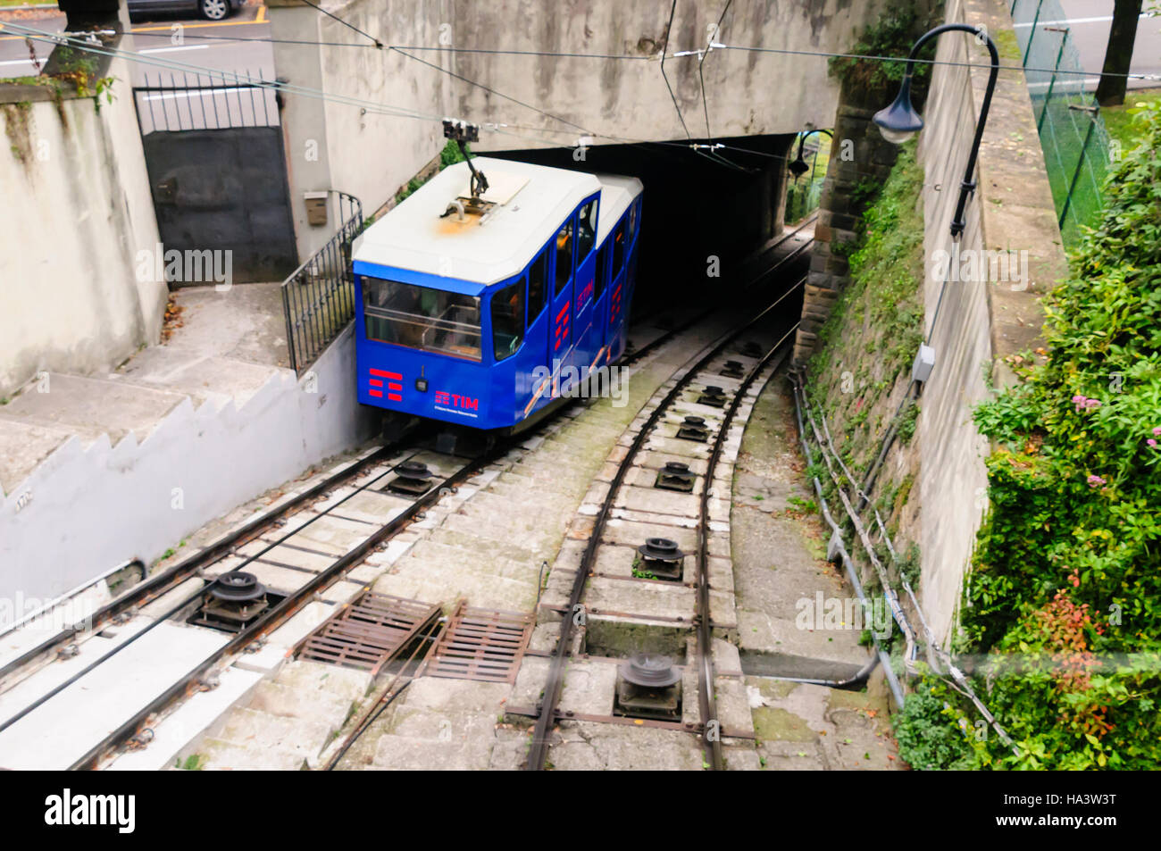 Funicolare Citta Alta Standseilbahn, Bergamo Stockfoto