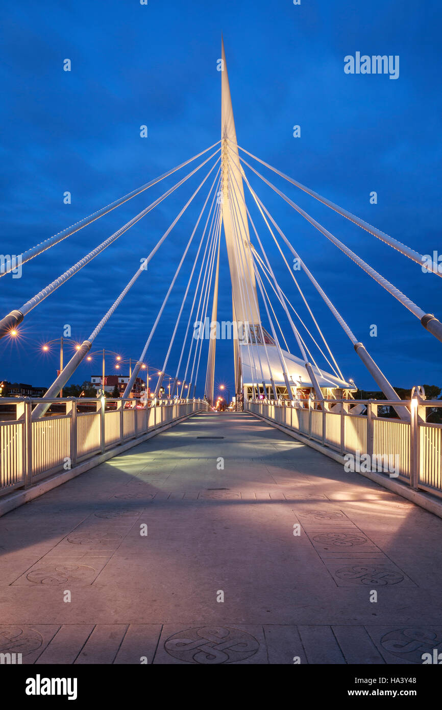 Esplanade Riel Brücke, Winnipeg, Manitoba, Kanada. Stockfoto