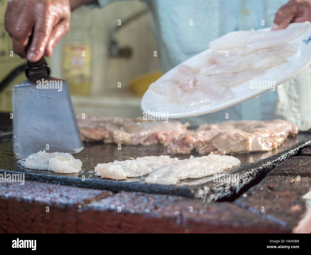 Kuba Küche Essen kreolische Streetfood grill Stockfoto