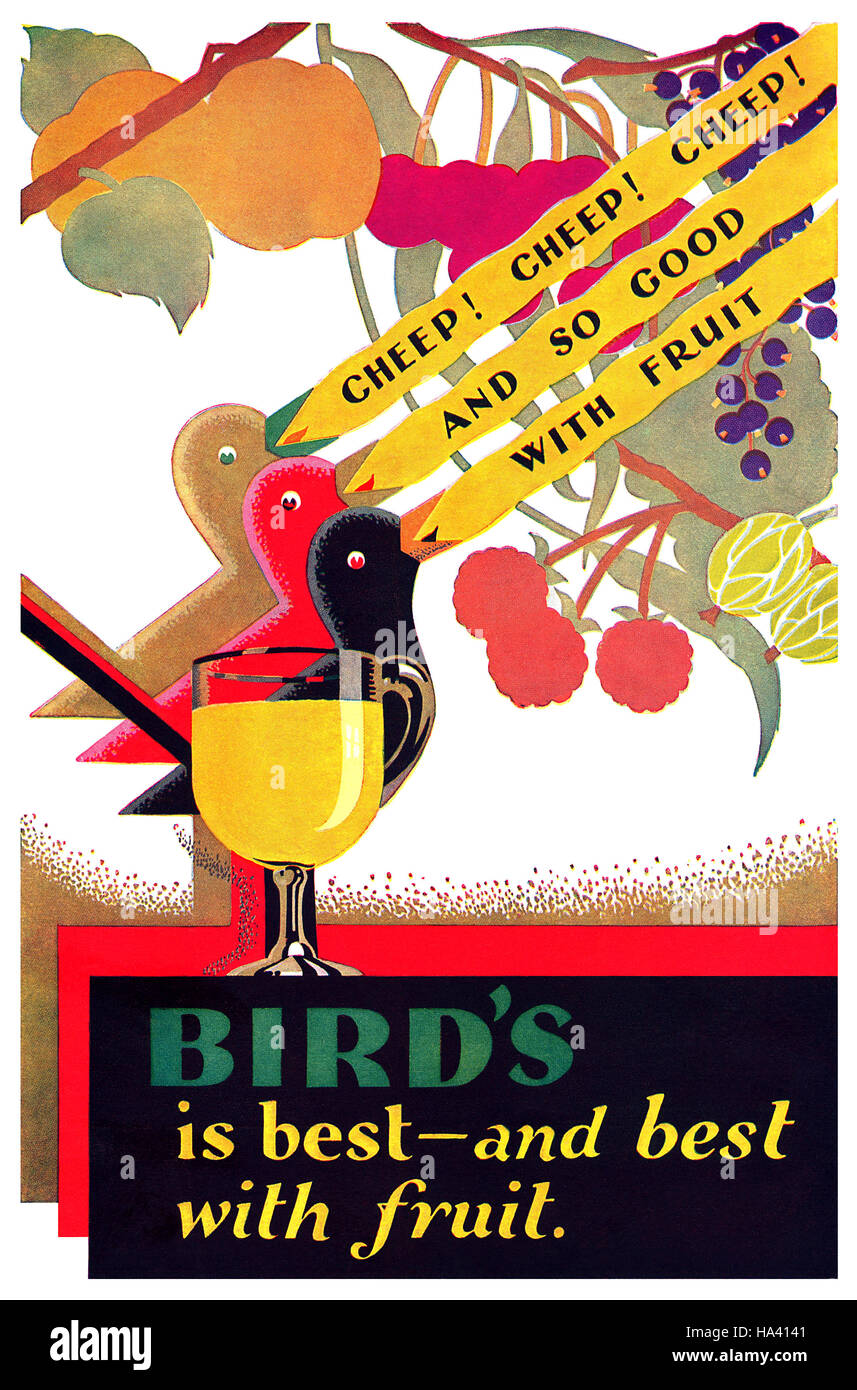 1930 britischer Werbung für Vogels Puddingpulver Stockfoto