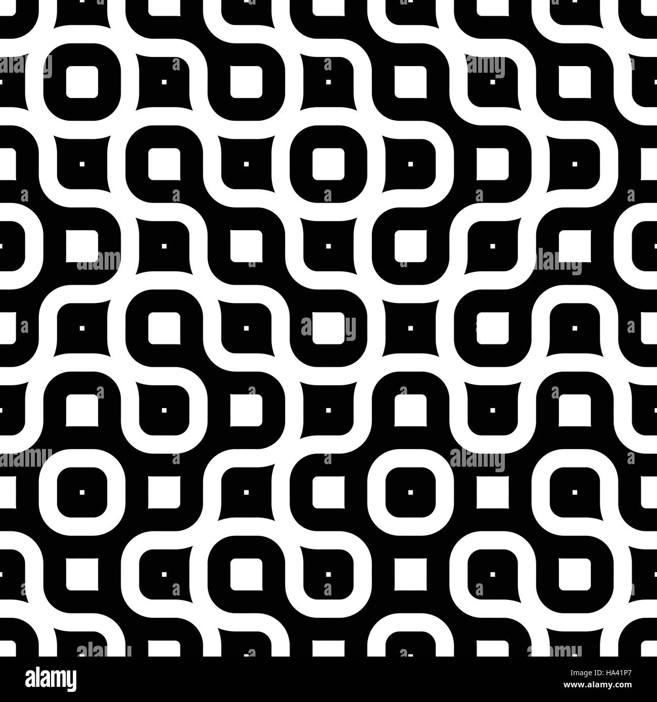 Nahtlose schwarz-weiß Vektor gerundet unregelmäßige endlosen Labyrinth Linien Muster Monochrome abstrakten Hintergrund Stock Vektor