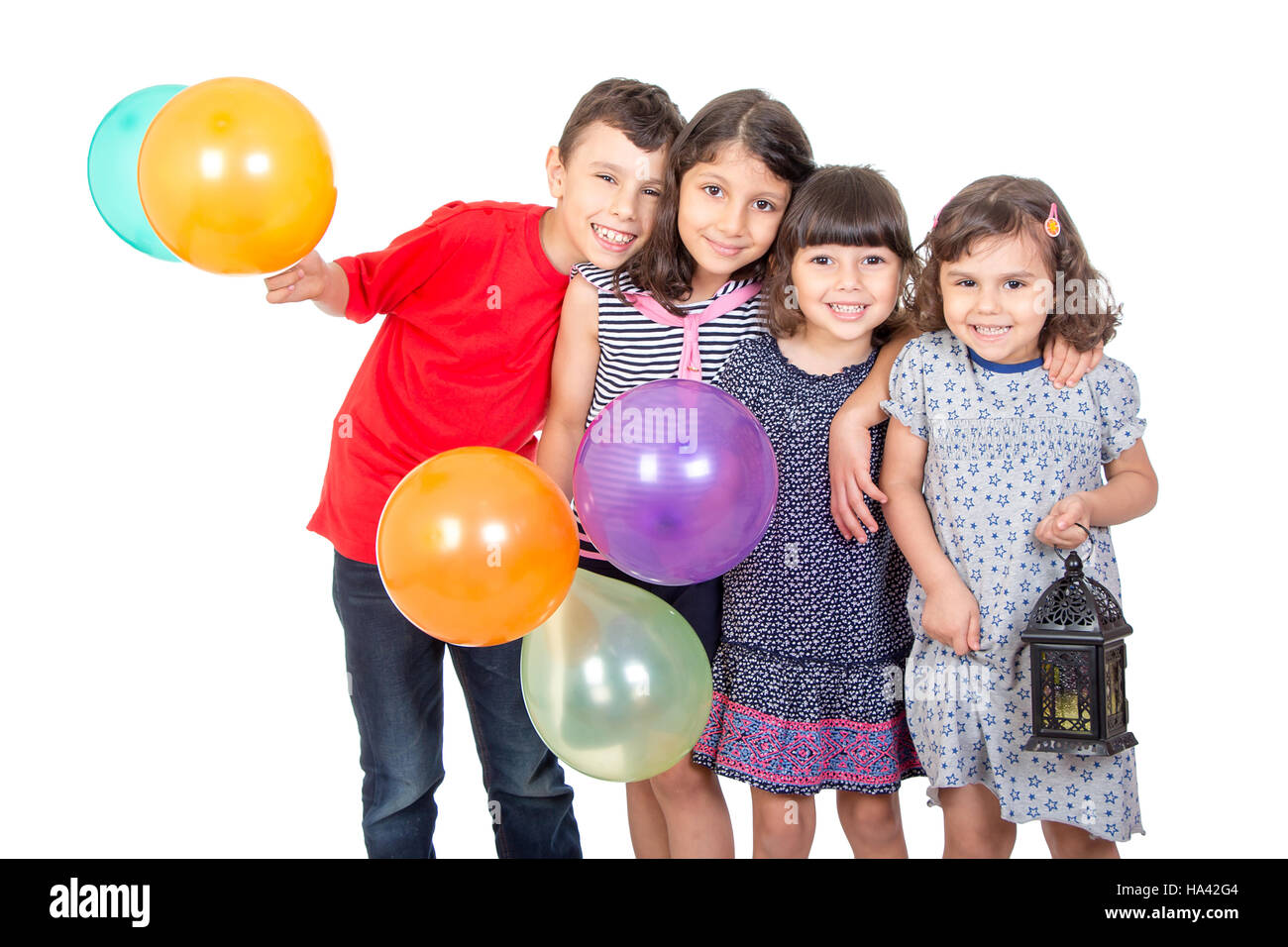 Glücklich muslimische Kinder feiern Eid El Fitr (fest) Stockfoto