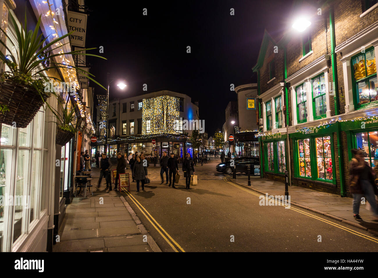 Weihnachts-Shopping Palace Street Canterbury Kent England Stockfoto