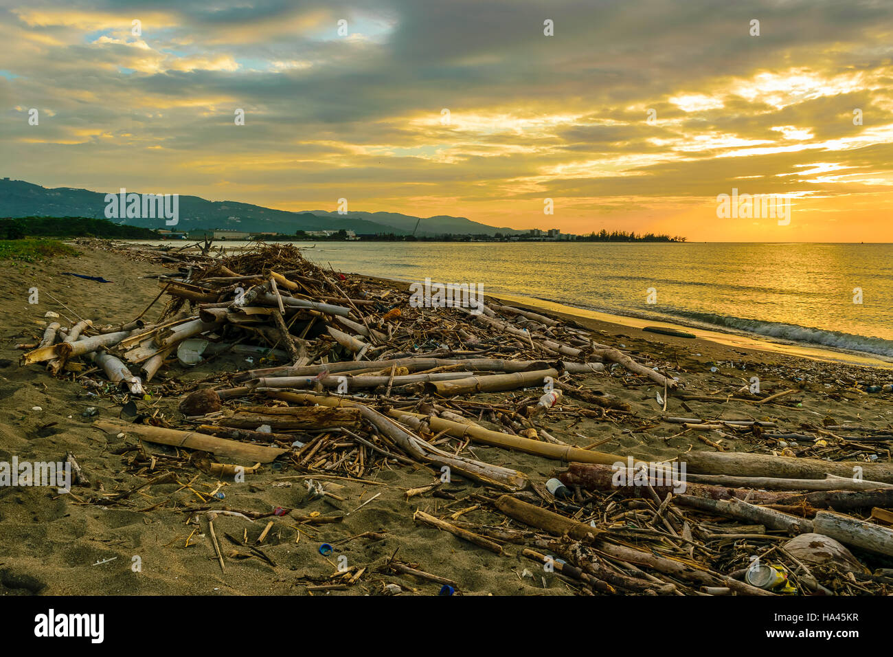 Strand Verschmutzung Stockfoto