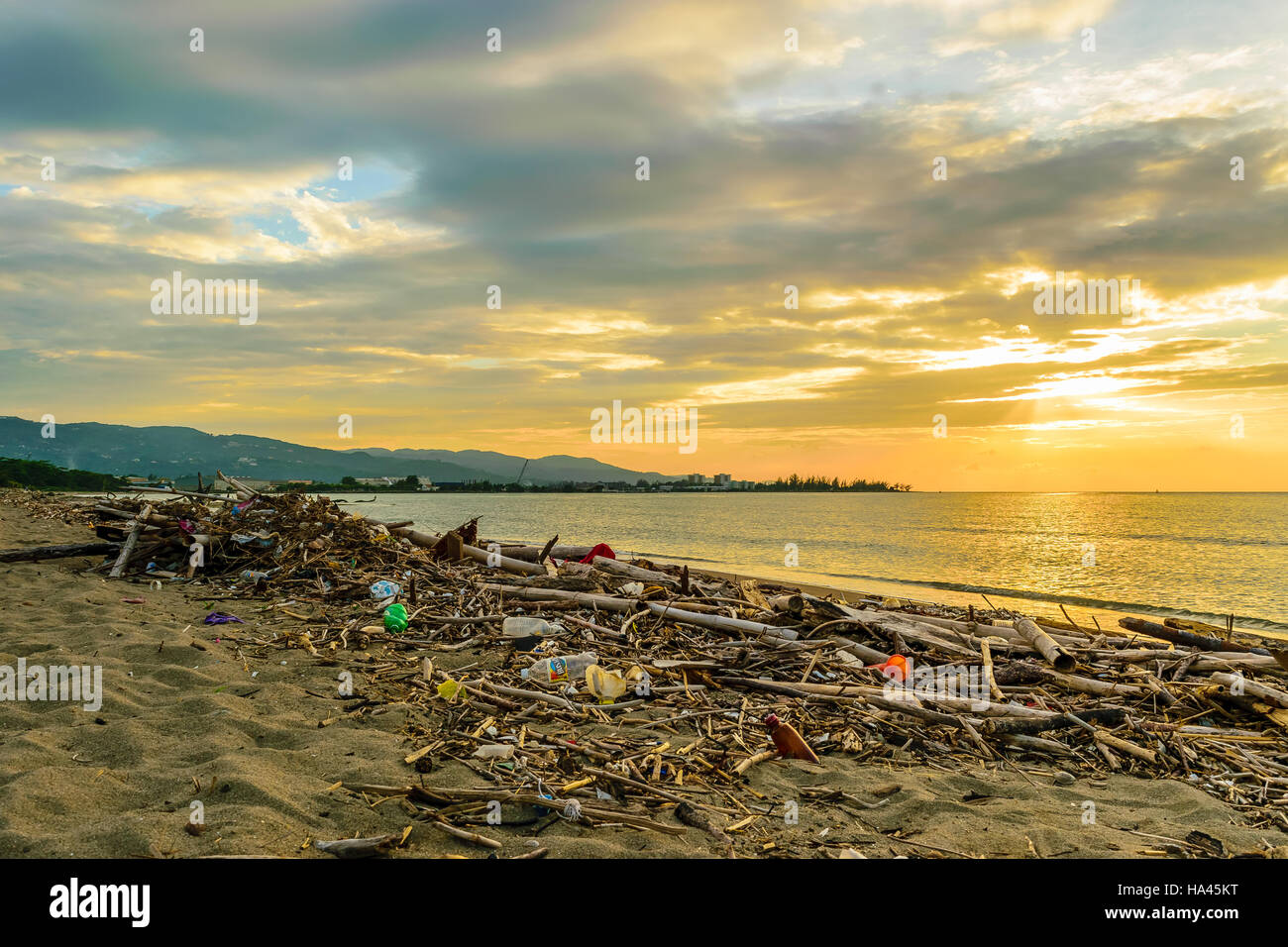 Strand Verschmutzung Stockfoto