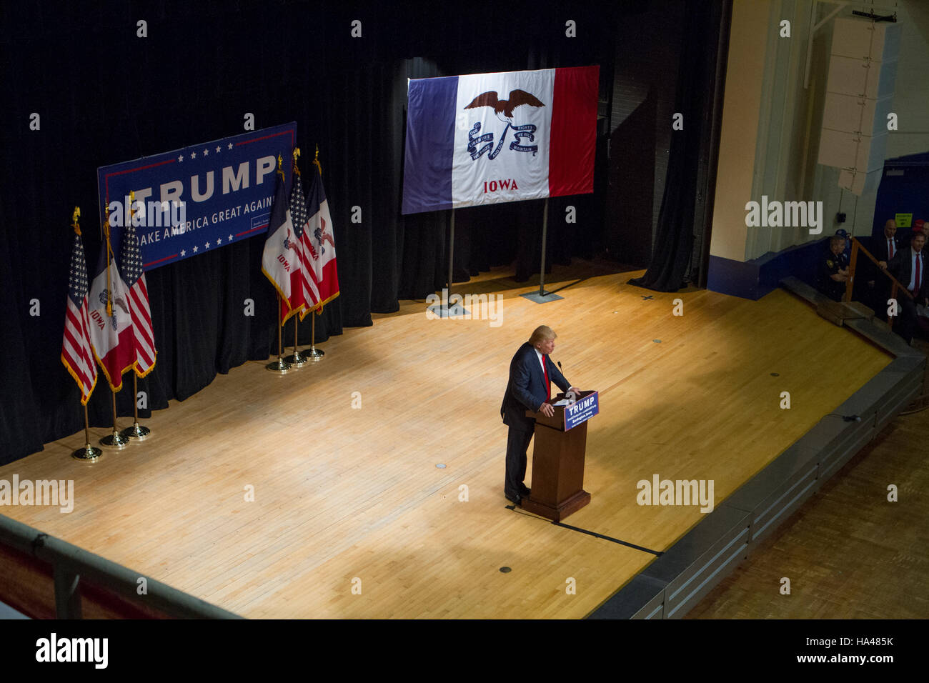 Republikanische Präsidentschaftskandidat Donald Trump auf einer Kundgebung der Kampagne im Memorial Auditorium in Burlington, Iowa. Fotografie von Jose mehr / VWPics Stockfoto