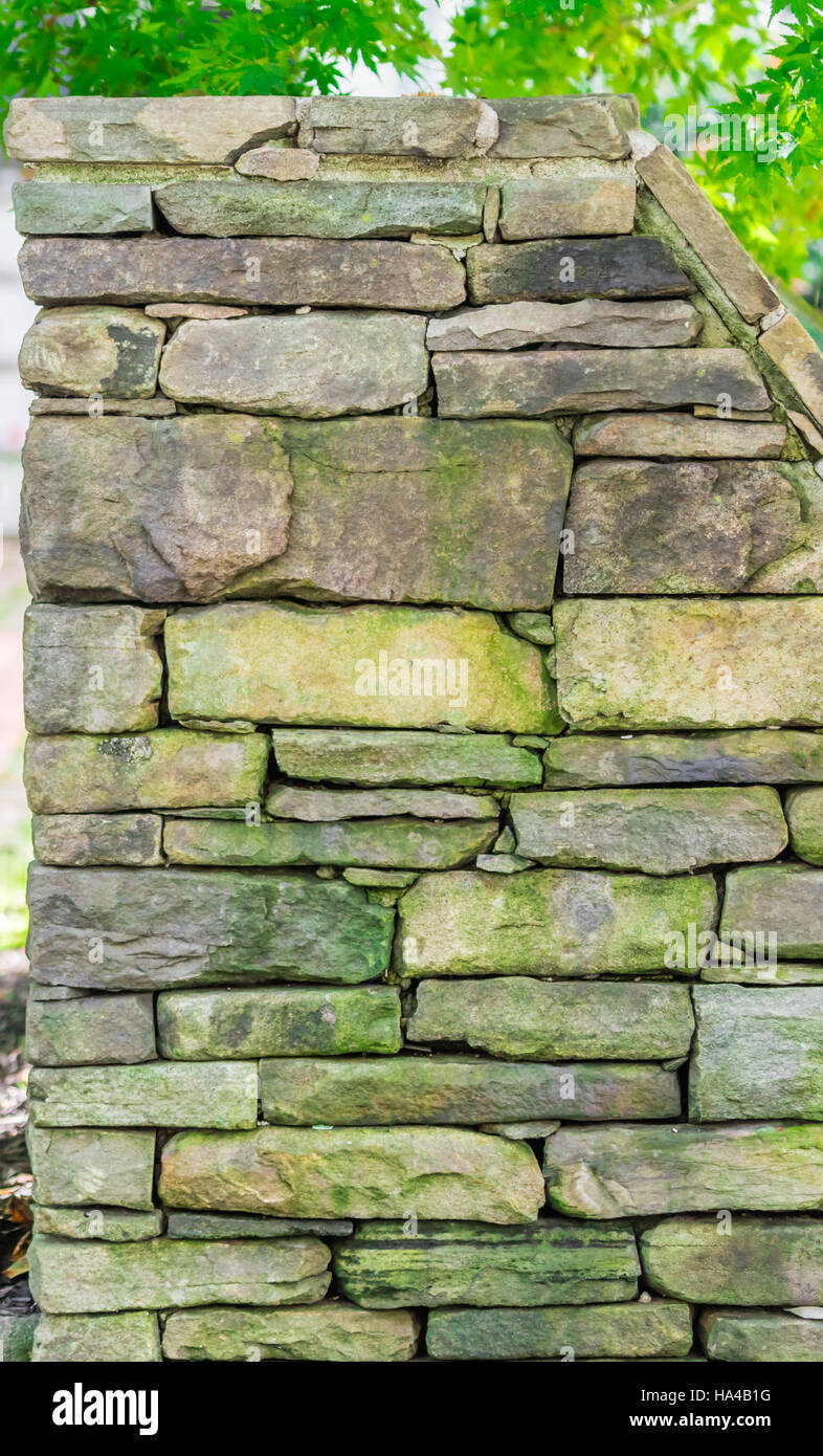 Detail einer Steinmauer, kunstvoll zusammen und geometrische Design Stockfoto