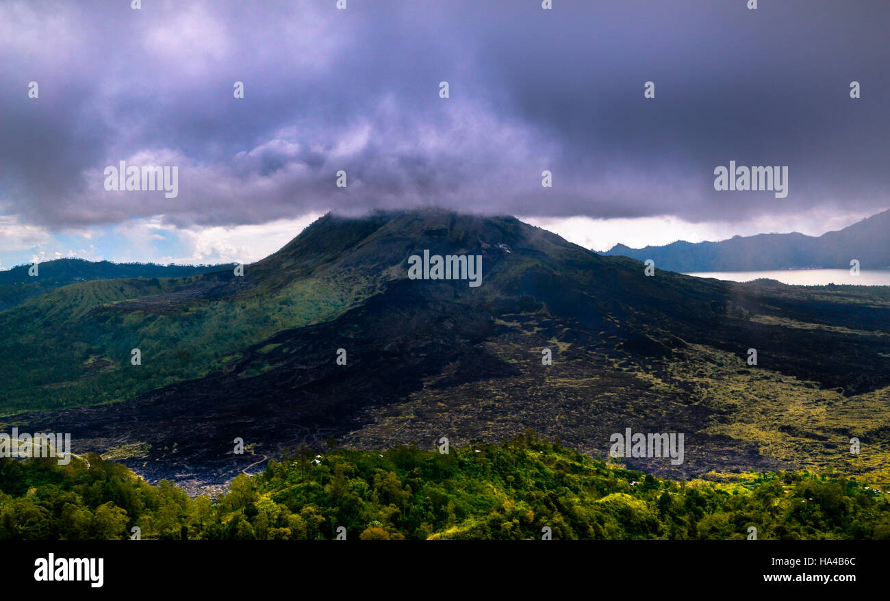 aktiven Mount Batur Vulkan Bali Indonesien Stockfoto