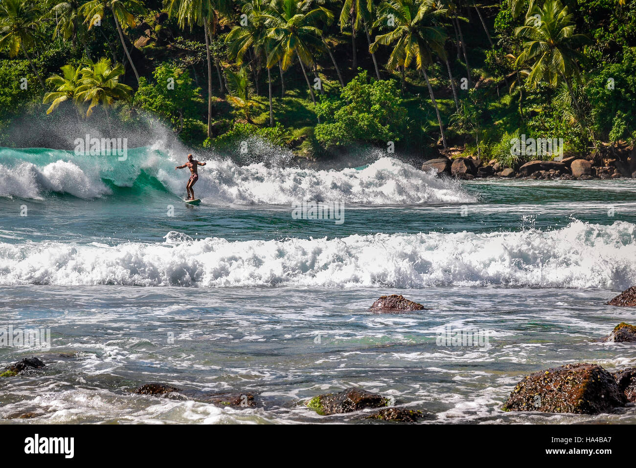 Surferparadies in Mirissa Stockfoto