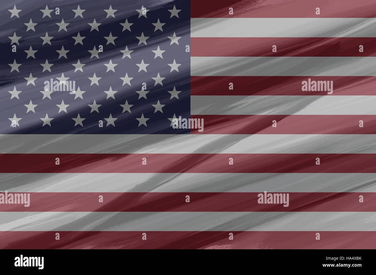 USA / Vereinigte Staaten von Amerika bemalt / gezeichnete Vektor Flagge. Dramatische, ungewöhnliche Optik. Vektor-Datei enthält Flagge und Textur-Layer Stock Vektor