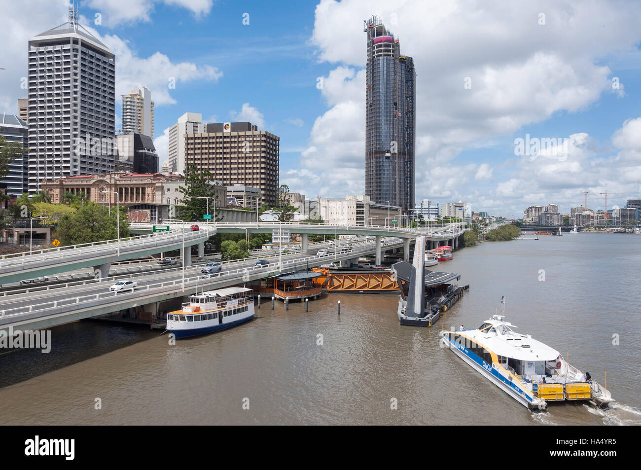Riverside Expressway und North Quay von Victoria Bridge, South Bank, Brisbane, Queensland, Australien Stockfoto