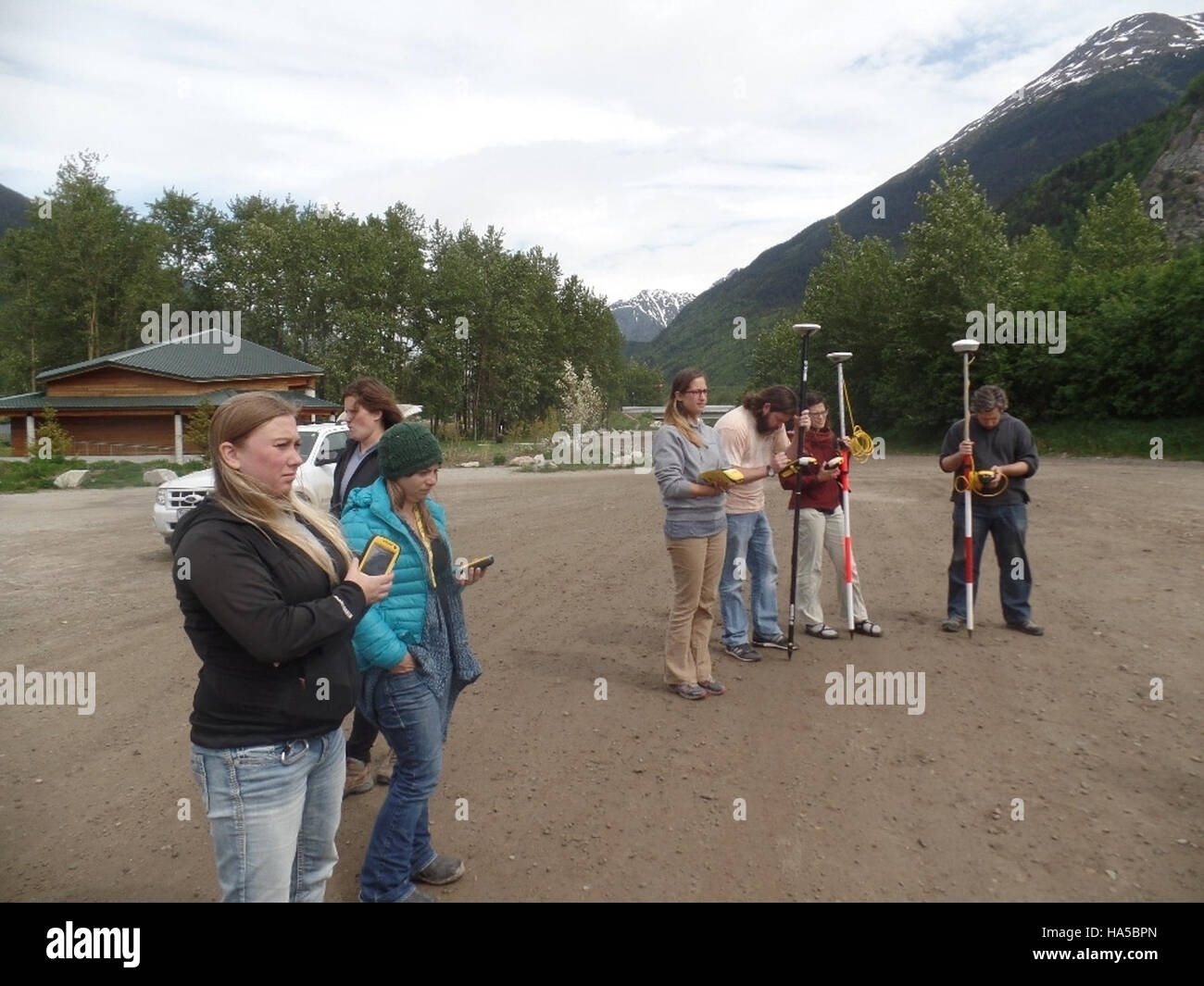 Alaska National Park Service bietet Schulungen für Trimble Pathfinder Office und TerraSync Software an, um Navigation und Datenerfassung in Nationalparks für wissenschaftliche und ökologische Projekte zu verbessern. Stockfoto
