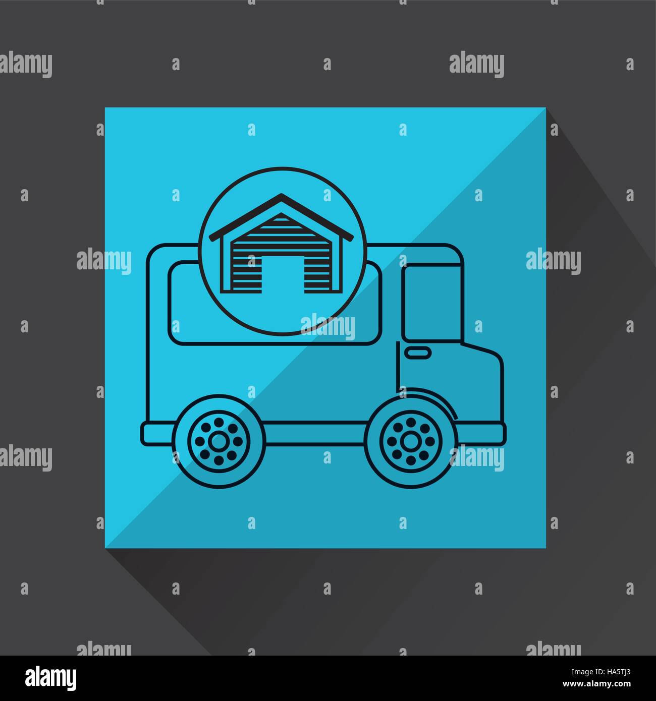 Lagerhalle Transport Lieferung LKW Vektor Illustration Eps 10 Stock Vektor