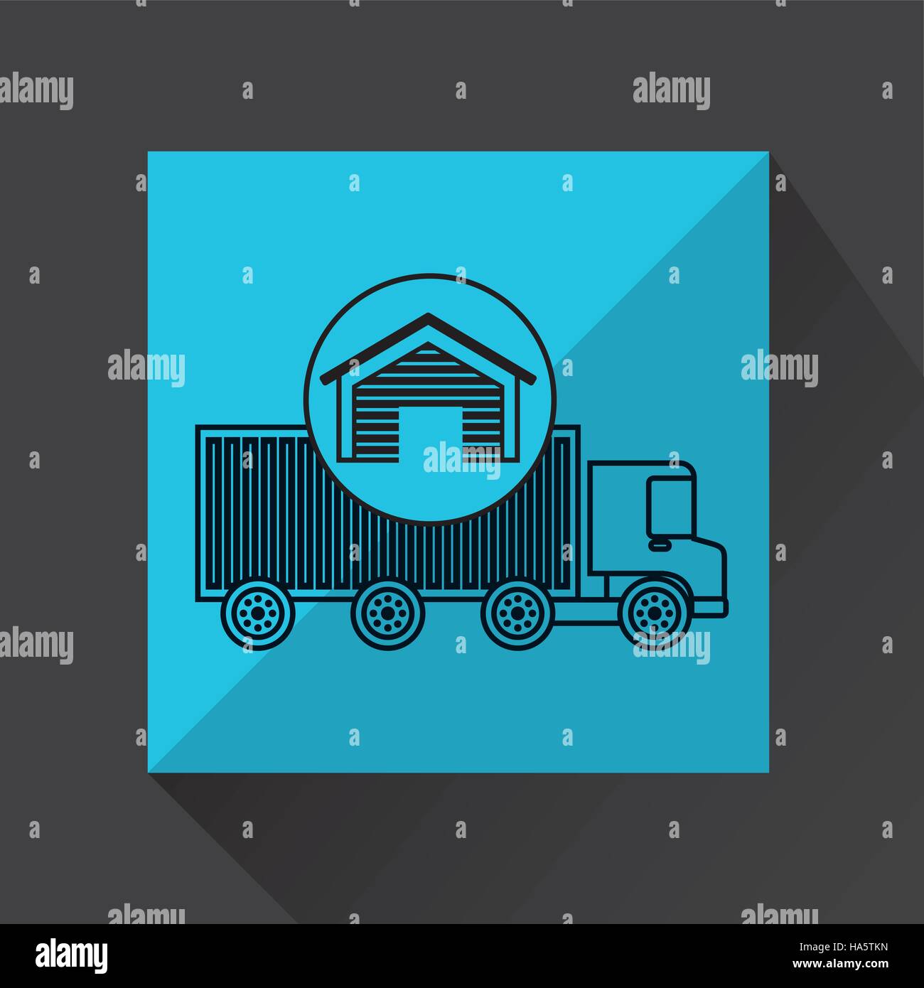 Lagergebäudes LKW Logistik Lieferung Tranportation Vektor Illustration Eps 10 Stock Vektor