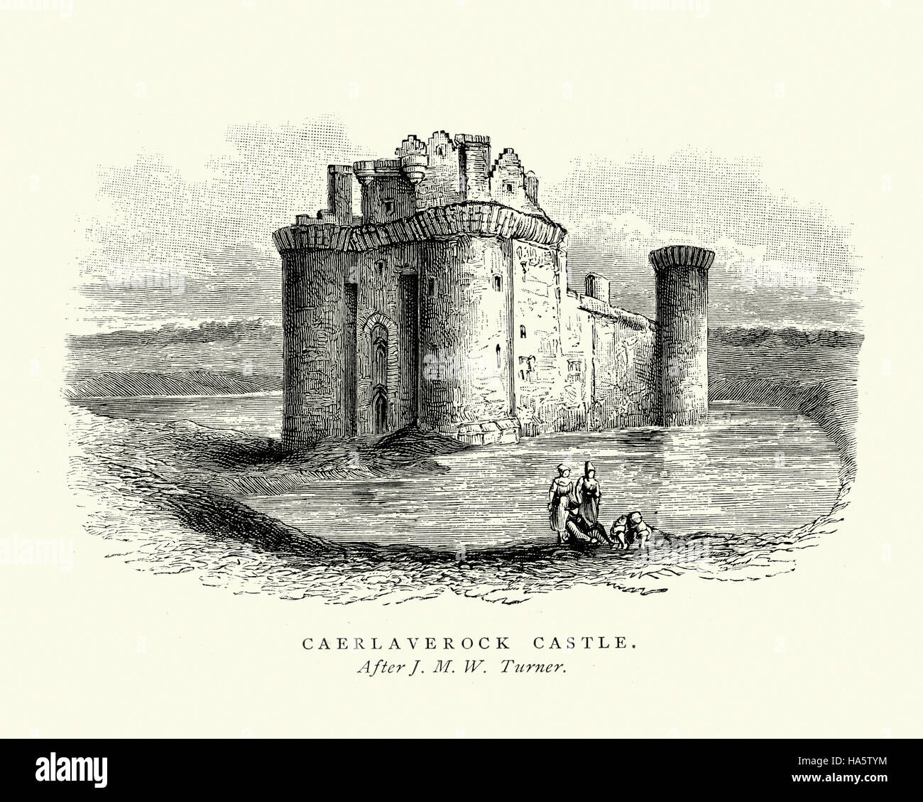 Caerlaverock Castle eine dreieckige Wasserburg erstmals im 13. Jahrhundert errichtet. Es liegt an der südlichen Küste von Schottland, südlich von Dumfries. Stockfoto